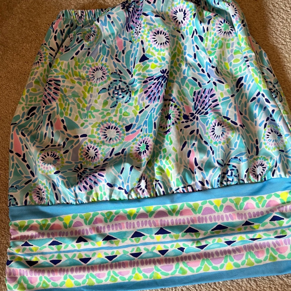 Lilly Pulitzer strapless top sz M EUC gathered band bottom